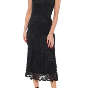Marina Scallop Lace V-Neck Sleeveless A-Line Midi Dress