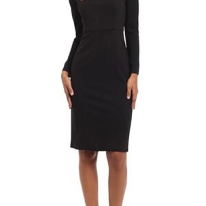 Donna Morgan Long Sleeve Midi Scuba Crepe Sheath Dress