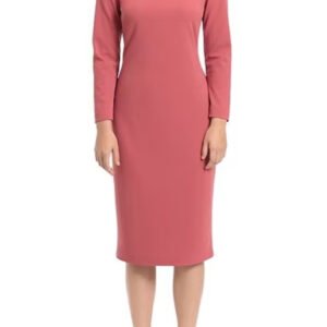 Maggy London Long Sleeve Keyhole Neck Scuba Crepe Sheath Dress