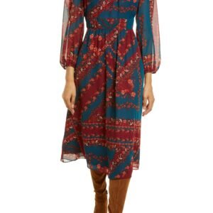 Julia Jordan Floral Long Sleeve A-Line Midi Dress