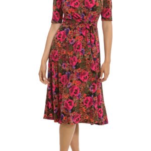 London Times Floral-Print Fit & Flare Dress