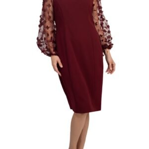 Connected Apparel Scuba Crepe 3D Sleeve Sheath Dress